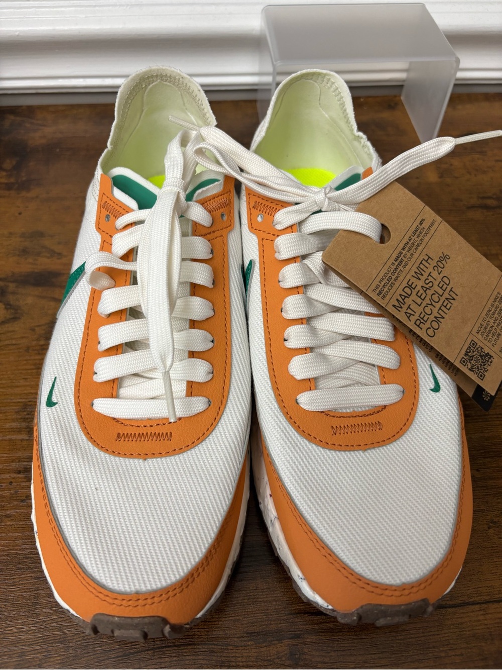 Nike Waffle One Crater Move To Zero White/Orange/Green Women’s Low-Top Sneakers - Picture 7 of 11